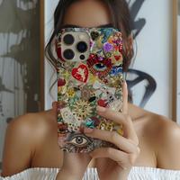 Creative Pattern Phone Case, Decorative Phone Protective Cover, Phone Accessory Compatible With iPhone 11 12 13 14 15 Plus 15...