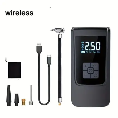 Cordless Digital Car Tyre Inflator USB Rechargeable Tire Air Compressor | Color: Gray