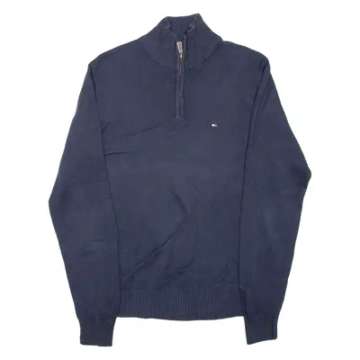 TOMMY HILFIGER Mens Jumper Blue 1/4 Zip Tight Knit M