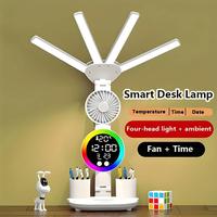 Smart Touch LED Desk Lamp with USB Dimmable And Color-Changing Reading Lamp, Built-In Fan And Night Light, Eye Protection Des...