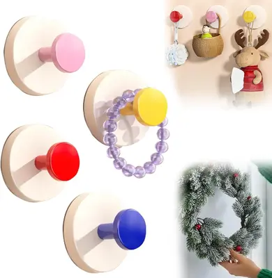 Heavy Duty Suction Cup Hooks No Drill Adhesive Wall Hooks Damage Free Strong Hold Multi Purpose Vacuum Hooks for Bathroom Kit...