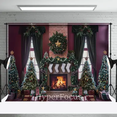Festive Retro Room Xmas Tree Christmas Vibe Backdrop - Aperturee