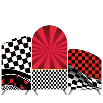 Aperturee Race Car Theme Black White Birthday Backdrop Kit | Custom Arched Wall Covers | Chiara Wall Backdrop Diy | Diy Round...