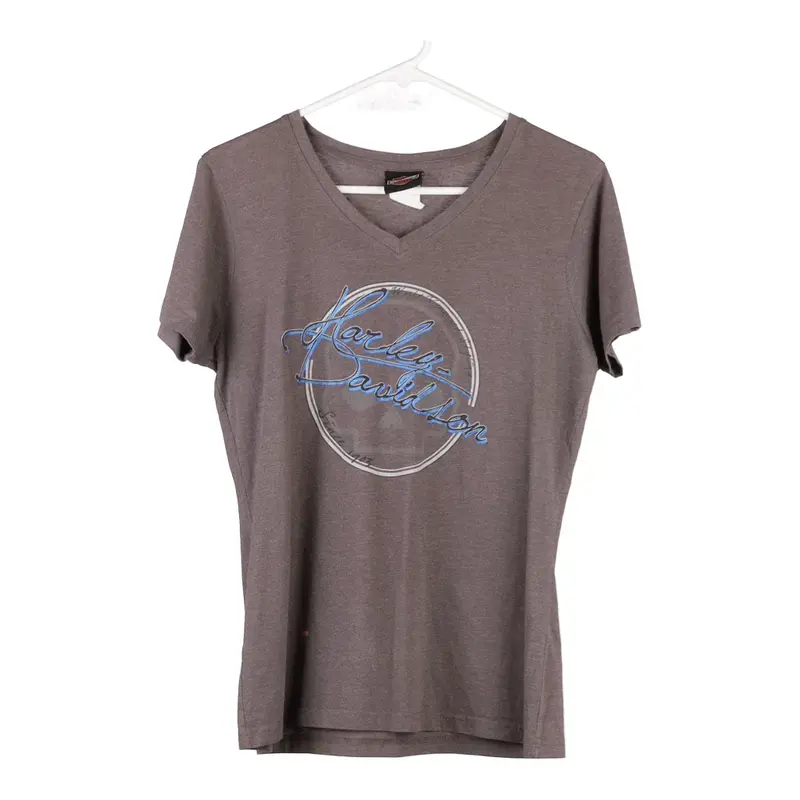 Mount Vernon, Illinois Harley Davidson V-neck T-Shirt - Medium Grey Cotton Blend