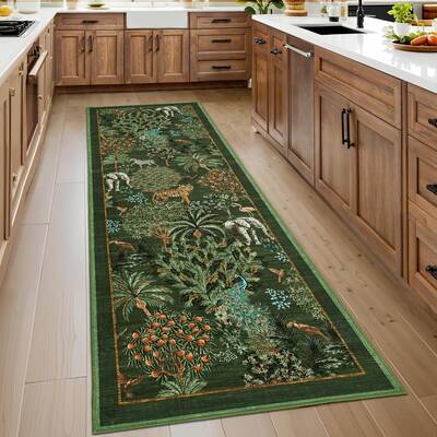 Garvee Modern Printed Runner Rug Vintage Soft Low-Pile Polyester Washable Non-Shedding Non-Slip 2x6 ft for Bedroom Living Roo...