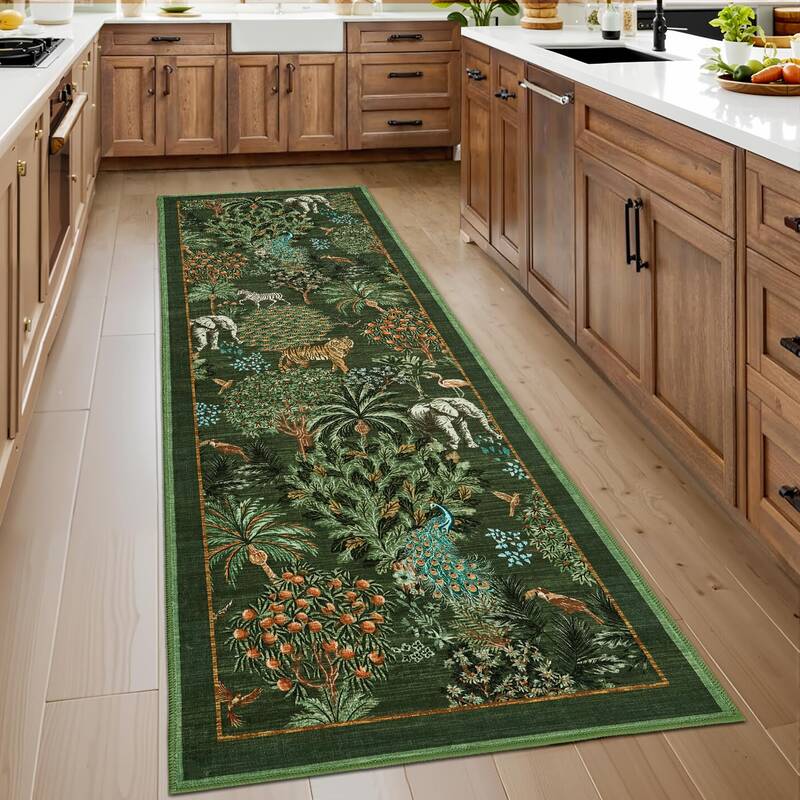 Garvee Modern Printed Runner Rug Vintage Soft Low-Pile Polyester Washable Non-Shedding Non-Slip 2x6 ft for Bedroom Living Roo...