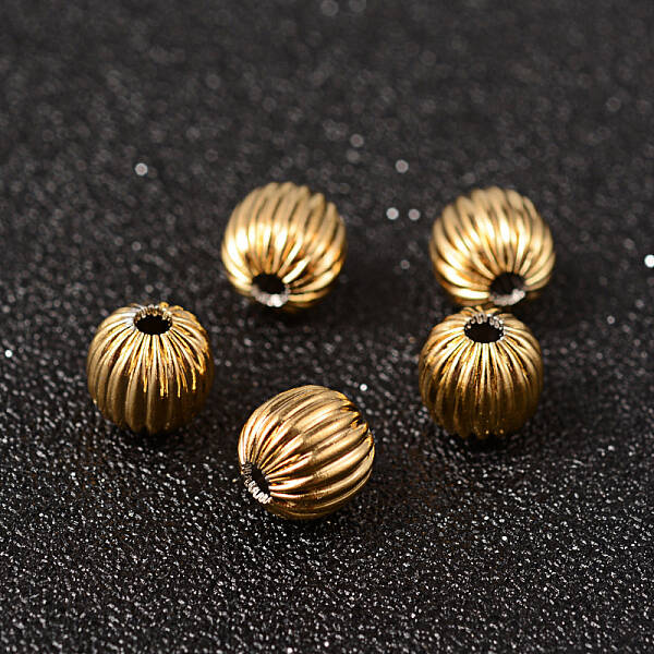 Round 304 Stainless Steel Corrugated Beads