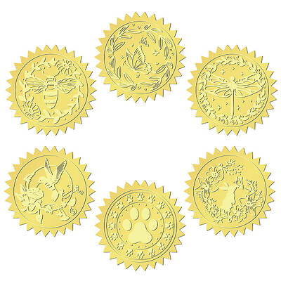 6 Patterns Aluminium-foil Paper Adhesive Embossed Stickers