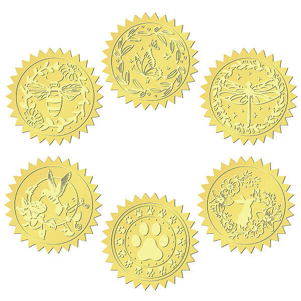 6 Patterns Aluminium-foil Paper Adhesive Embossed Stickers