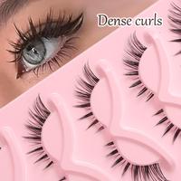 Natural Look False Eyelashes, 5 Pairs Wispy Cat Eye Look Faux Cluster Lashes, Volumized False Eyelashes for Women and Girls E...