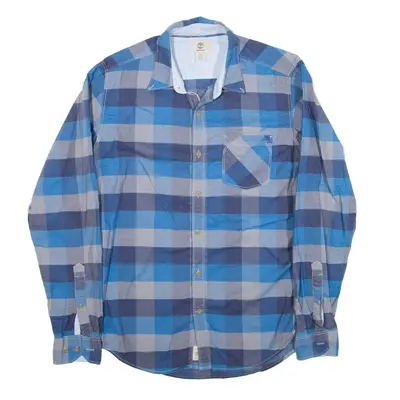 TIMBERLAND Slim Shirt Blue Check Long Sleeve Mens S