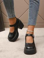 Women's Fashionable Solid Color Platform Mary Janes Pumps, Casual Comfortable Platform Shoes for Daily Wear, All-match Commut...