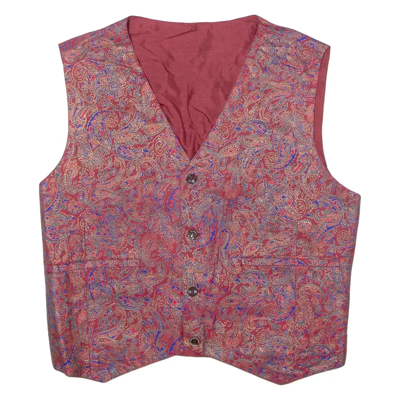 Mens Blazer Waistcoat Red Paisley M