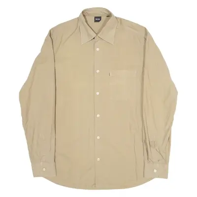 HUGO BOSS Mens Plain Shirt Brown Long Sleeve M