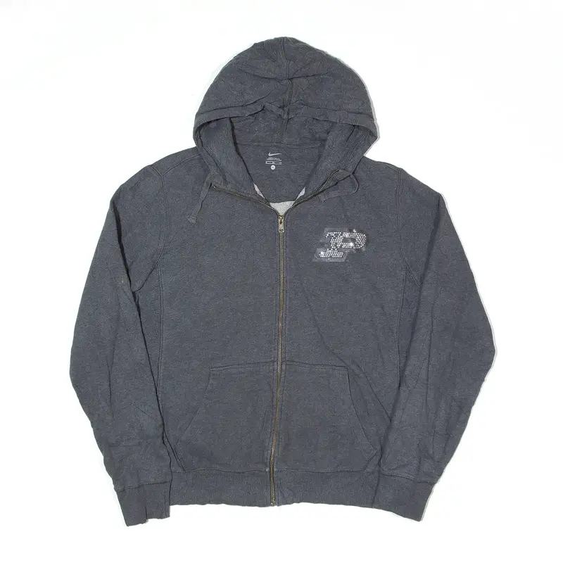 NIKE Purdue Boilermakers Football Rhinestone Hoodie Grey Full Zip USA Womens XL