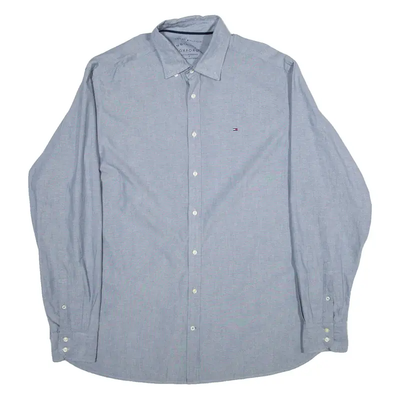 TOMMY HILFIGER Regular Fit Mens Plain Shirt Green Long Sleeve 2XL