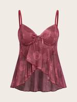 Floral Print Spaghetti Strap Asymmetrical Ruffle Hem Cami Top