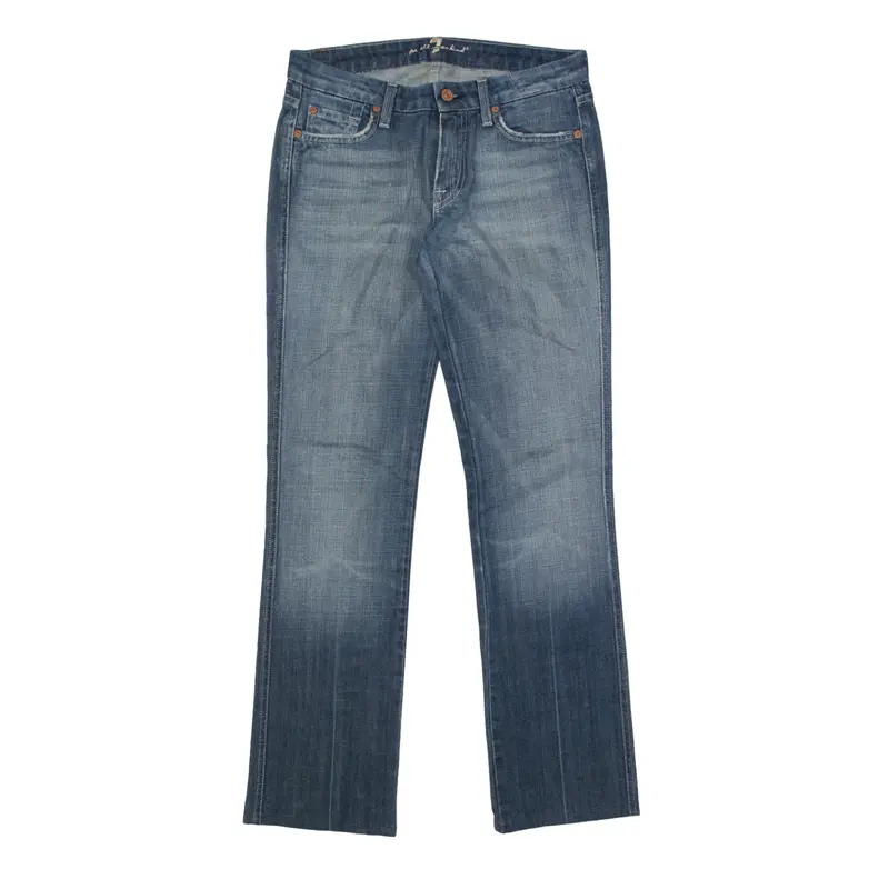 7FORALLMANKIND Rhinestone Pocket Jeans Blue Denim Slim Straight Stone Wash Womens W30 L31
