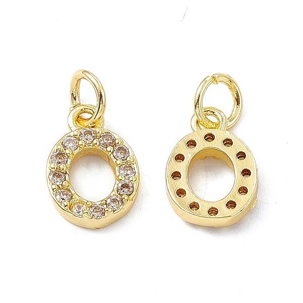 Real 18K Gold Plated Brass Micro Pave Clear Cubic Zirconia Charms