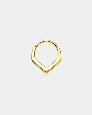 Thick V Style Septum Daith Ring - Gold / 10mm