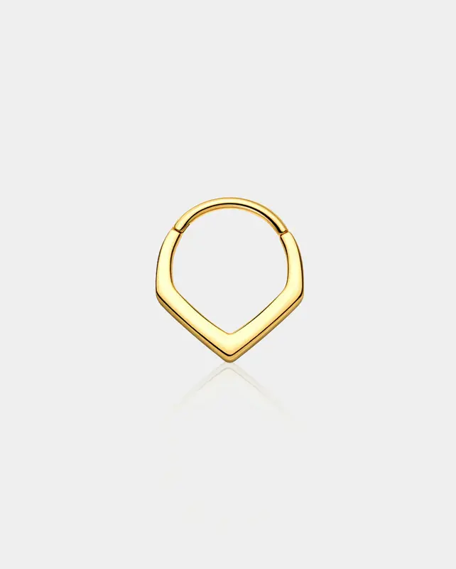 Thick V Style Septum Daith Ring - Gold / 10mm