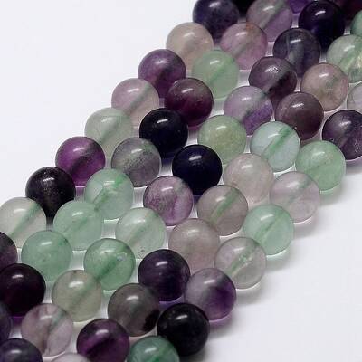 Natural Rainbow Fluorite Bead Strands