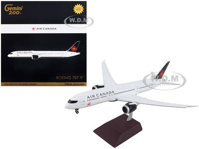 Boeing 787-9 Commercial Aircraft with Flaps Down Air Canada White with Black Tail Gemini 200 Series 1/200 Diecast Model A...