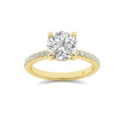 Aurelia Half Coverage Hidden Halo Round Lab Grown Diamond Engagement Ring | 18K Yellow Gold 2 7/8 CT. TW.
