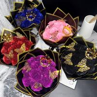 Glitter Rose Bouquet, 1 Count No Assembly Required Valentine's Day Wedding Anniversary Engagement Eternal Artificial Rose Bou...