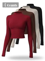 Women's Solid Mock Neck Sports Tee, Quick Drying Breathable Long Sleeve T-shirt for Yoga Gym Workout, Ladies Sportswear for F...