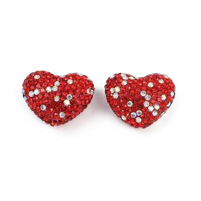 Heart Shaped Polymer Clay Rhinestone Beads