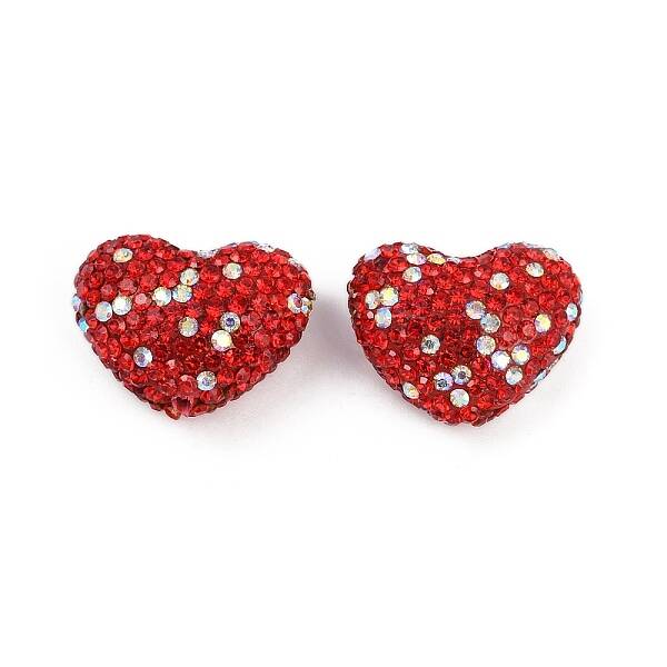 Heart Shaped Polymer Clay Rhinestone Beads