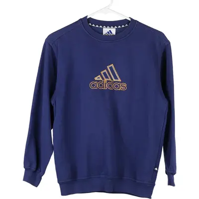 Age 12 Adidas Spellout Sweatshirt - Medium Navy Cotton Blend
