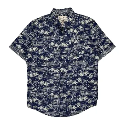 Coastal Graphic Hawaiian Shirt - XL Blue Cotton