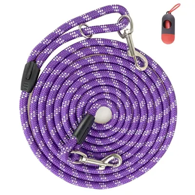 Long Rope Dog Leash for Dog Training 12FT 20FT 30FT 50FT, Reflective Threads Dog Cat Leashes Tie-Out Check Cord Recall Traini...
