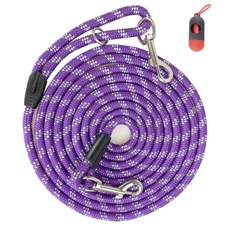 Long Rope Dog Leash for Dog Training 12FT 20FT 30FT 50FT, Reflective Threads Dog Cat Leashes Tie-Out Check Cord Recall Traini...