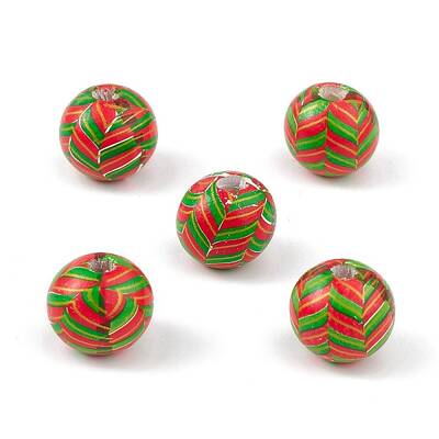 Printed Natural Wood European Beads