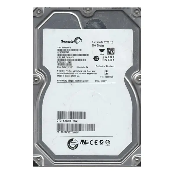 633981-002 HP 750GB 6Gb/s SATA 7200 3.5-inch 32MB Hard Drive