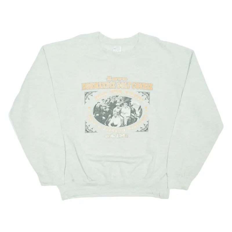 ULTRA BLEND Save Normandie Golf Course Mens Sweatshirt Grey USA L