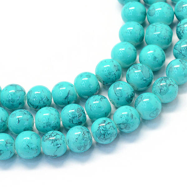 Baking Painted Glass Round Bead Strands