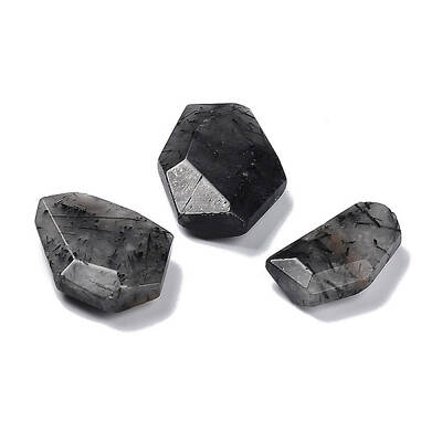 Natural Black Rutilated Quartz Beads