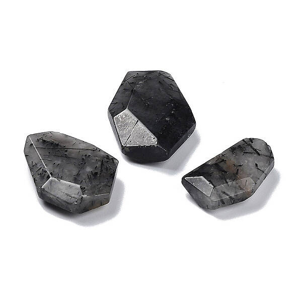 Natural Black Rutilated Quartz Beads