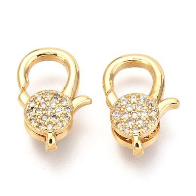 Brass Micro Pave Cubic Zirconia Lobster Claw Clasps