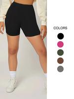 Women's Plain High-waisted Bike Shorts, Casual Elastic Waist Breathable Stretchy Skinny Shorts for Sports Gym Running Activew...