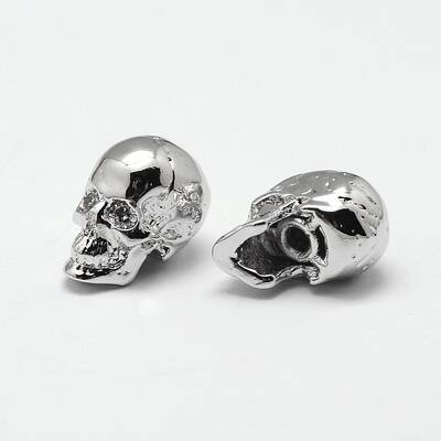 Skull Brass Micro Pave Cubic Zirconia Beads