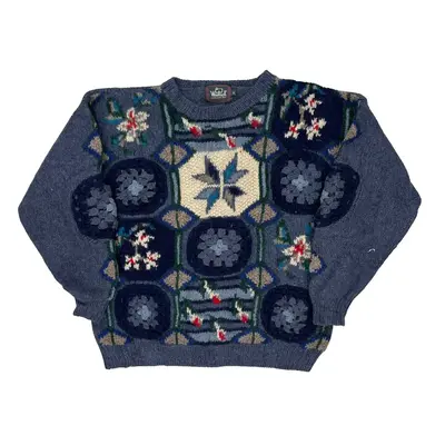 Handknit Woolrich Jumper - XL Blue Wool