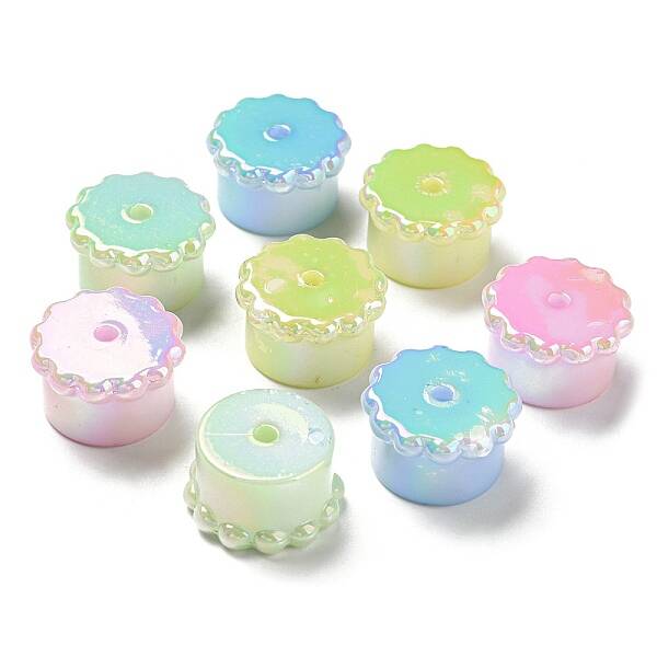UV Plating Rainbow Iridescent Opaque Acrylic Beads