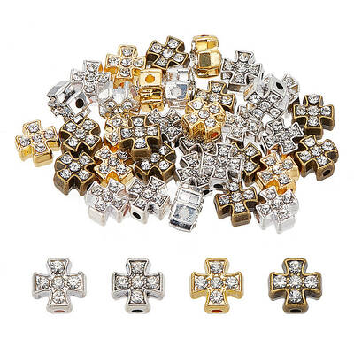40Pcs 4 Colors Alloy Crystal Rhinestone Beads