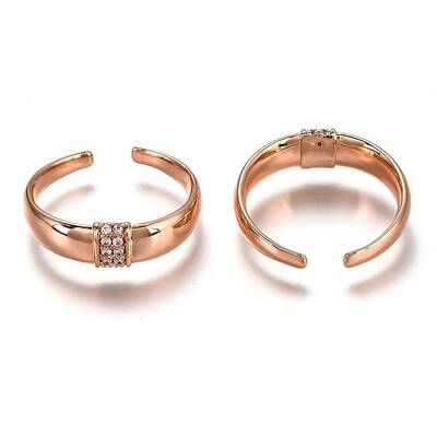 Brass Micro Pave Clear Cubic Zirconia Cuff Rings