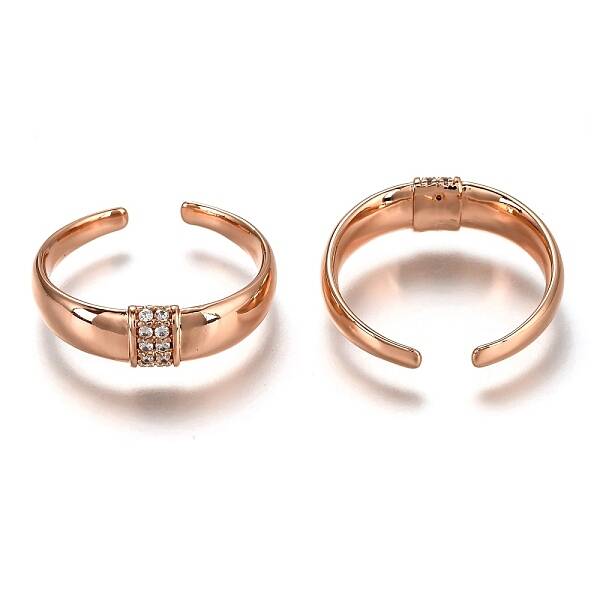 Brass Micro Pave Clear Cubic Zirconia Cuff Rings